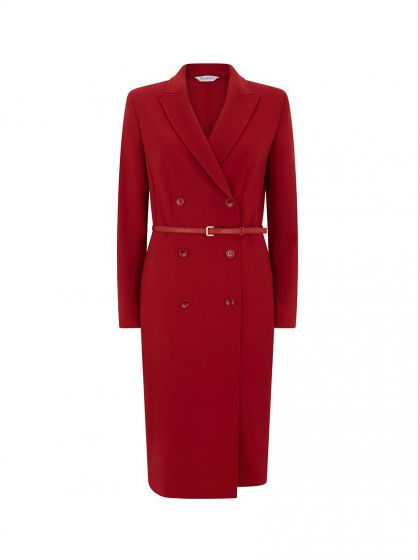MaxMara Red Califfo Tailored Wool Dress