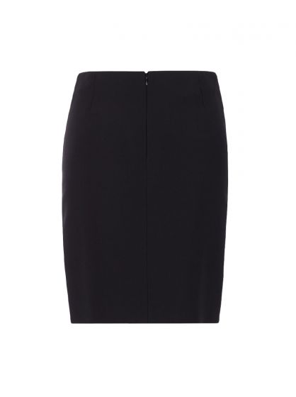 Wool Crepe Black Pencil Skirt