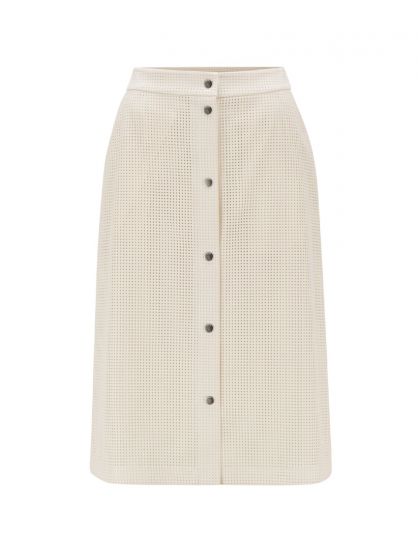 C Vefy Perforated Button Midi Skirt