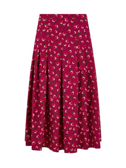 Samantha Sung Zeller Sweet Rose Pleated Skirt Raspberry