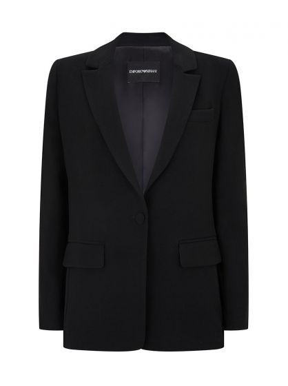 Black One Button Twill Jacket | Emporio Armani | Womenswear | Ede ...