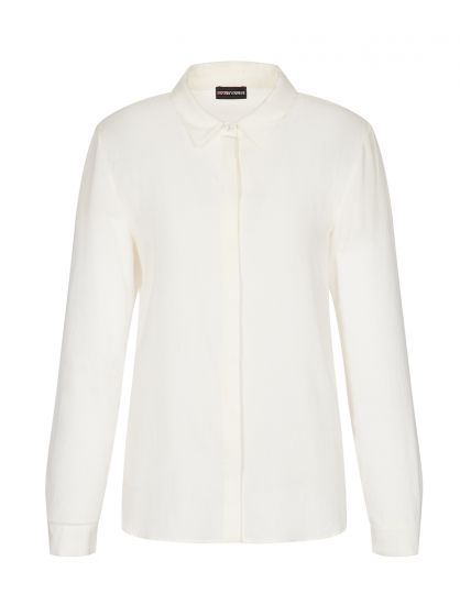 Emporio Armani Long Sleeve Silk Shirt White | Womenswear