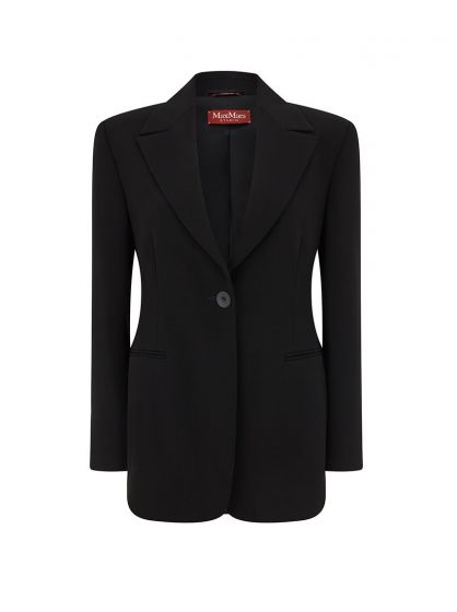 MaxMara Studio Black Ethel Tailored One Button Cady Jacket