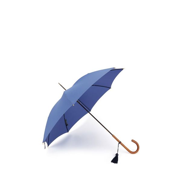 Malacca Crook Handle Umbrella Blue