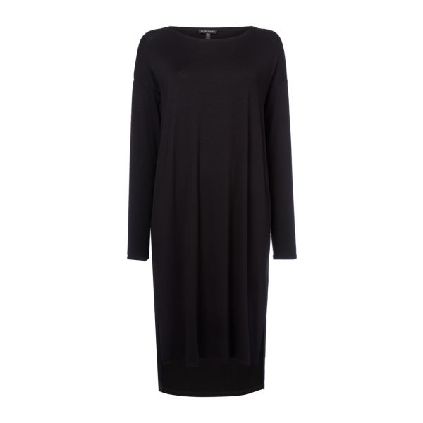 Eileen Fisher Jewel Neck Knee Length Black Dress