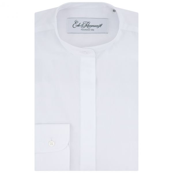 Rose White Two Fold Cotton Poplin Double Cuff Tunic Shirt