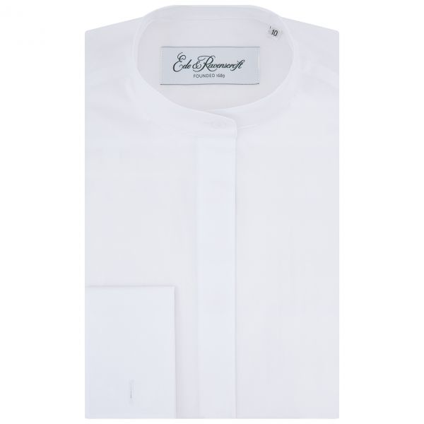 Ede & Ravenscroft Anna White Two Fold Cotton Poplin Double Cuff Tunic Shirt