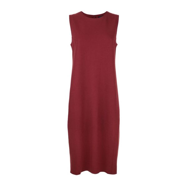 Eileen Fisher Round Neck Knee Length Wool Red Dress