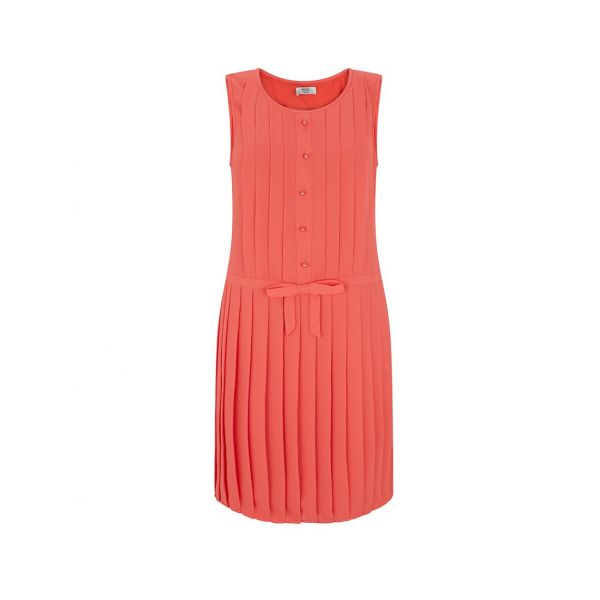 Weill Coral Pleated Sleevelesss dress
