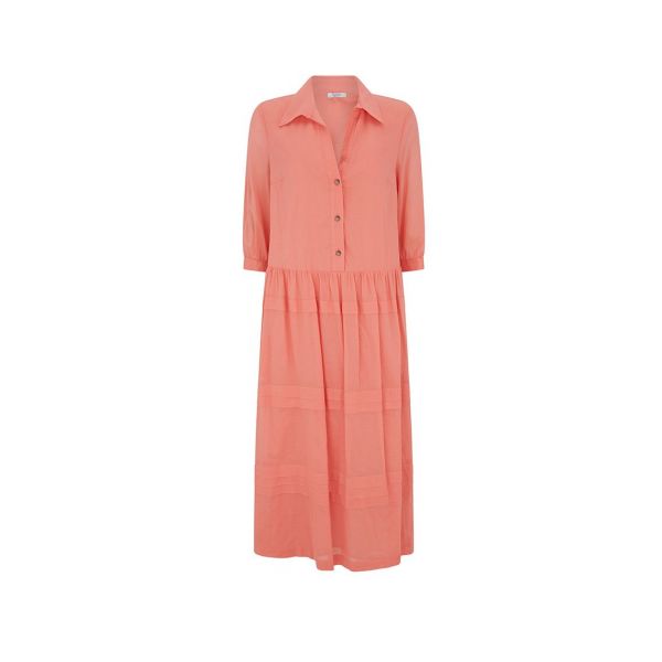 Peserico Cotton Leaf Collar Pink Dress