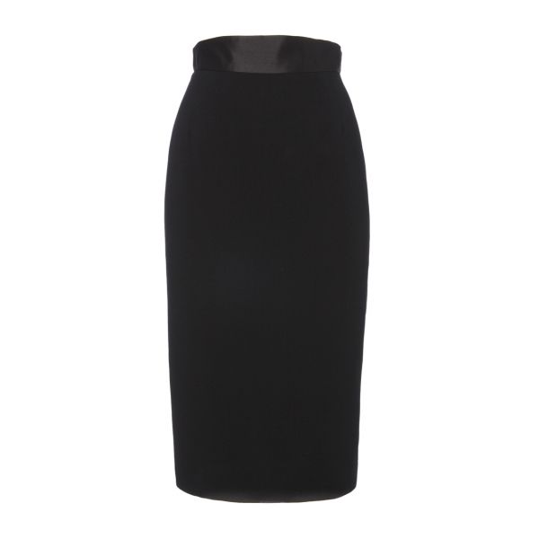T19 Wool Crepe Black Pencil Skirt