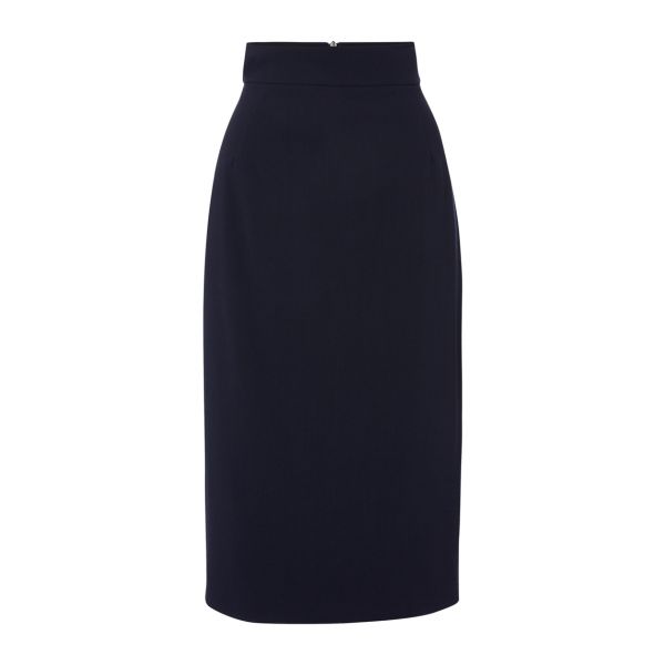 Paddy Campbell Donella Navy Wool Crepe Skirt Navy
