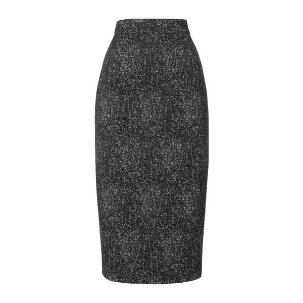 Paddy Campbell Emilia Stretch Tweed Midi Skirt Charcoal