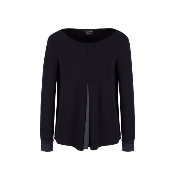 Emporio Armani Front Pleat Contrast Satin Blouse Black | Womenswear