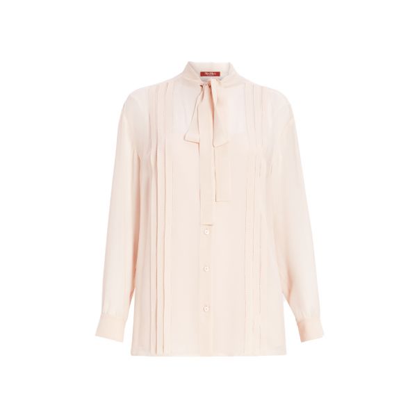 Max Mara Studio Ribelle Silk Cravat Blush Blouse Pink | Womenswear