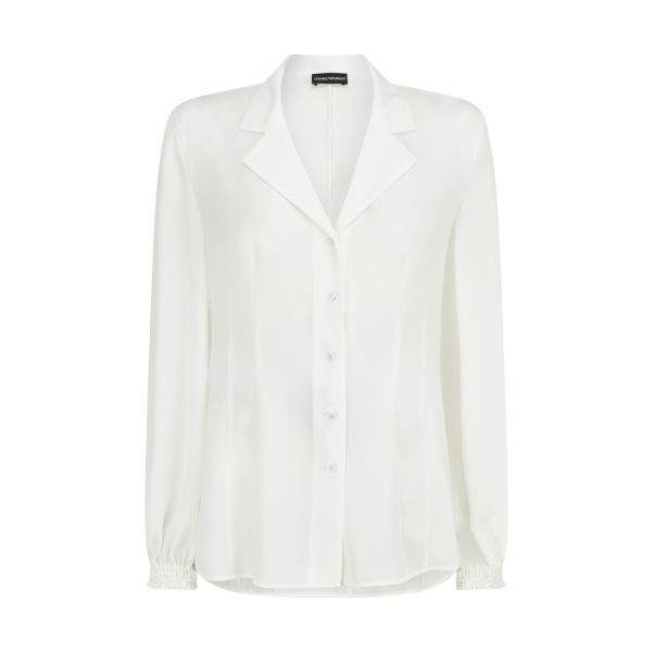 Emporio Armani Sable Pleated Shirt White | Womenswear