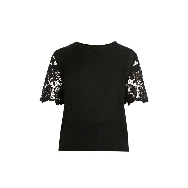 Max Mara Studio Solange Filigree Sleeve Wool Top Black | Womenswear