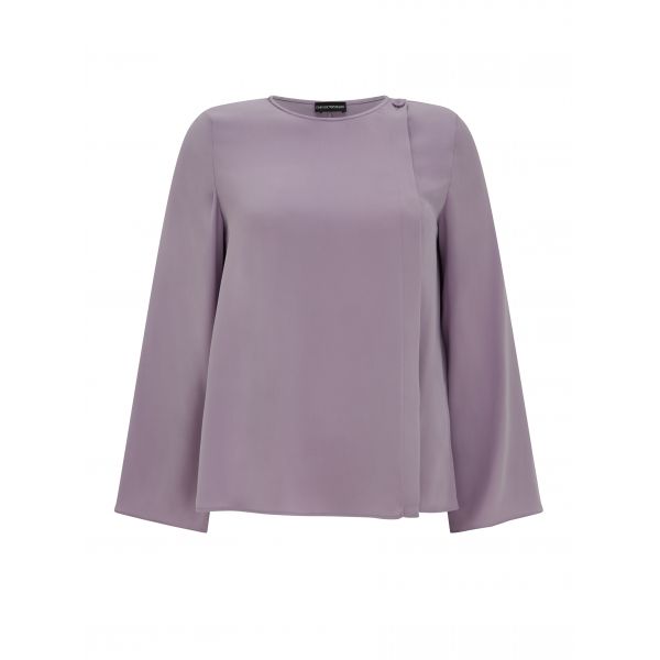 Emporio Armani Scoop Neck Front Button Pleat Blouse Lilac | Womenswear