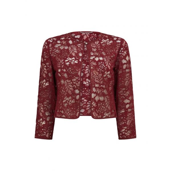 Lecco Crop Lace Wine Red Jacket