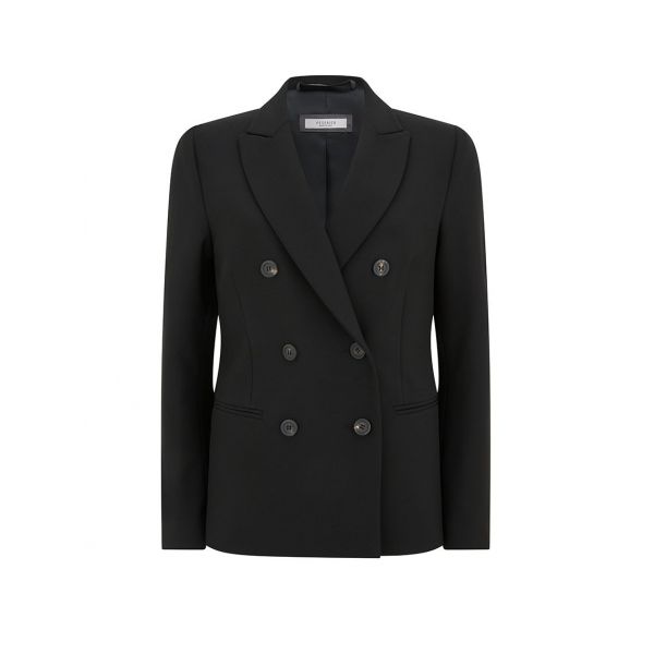 Peserico Tailored Cady Double Breasted Black Jacket