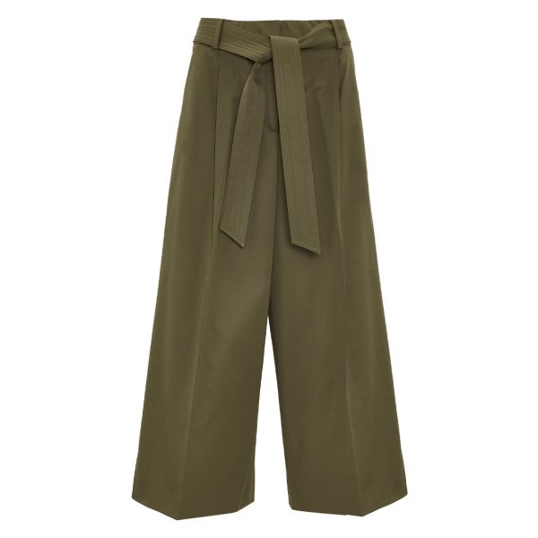 Max Mara Ghisa Belted Cropped Linen Trousers Khaki