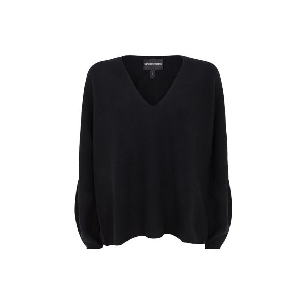 Emporio Armani Black Wool Cashmere Pullover
