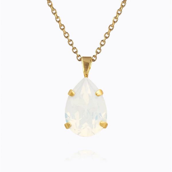 Mini Drop Gold White Opal Necklace