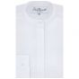 Womens White Two Fold Cotton Dobby Mandarin Collar Shirt